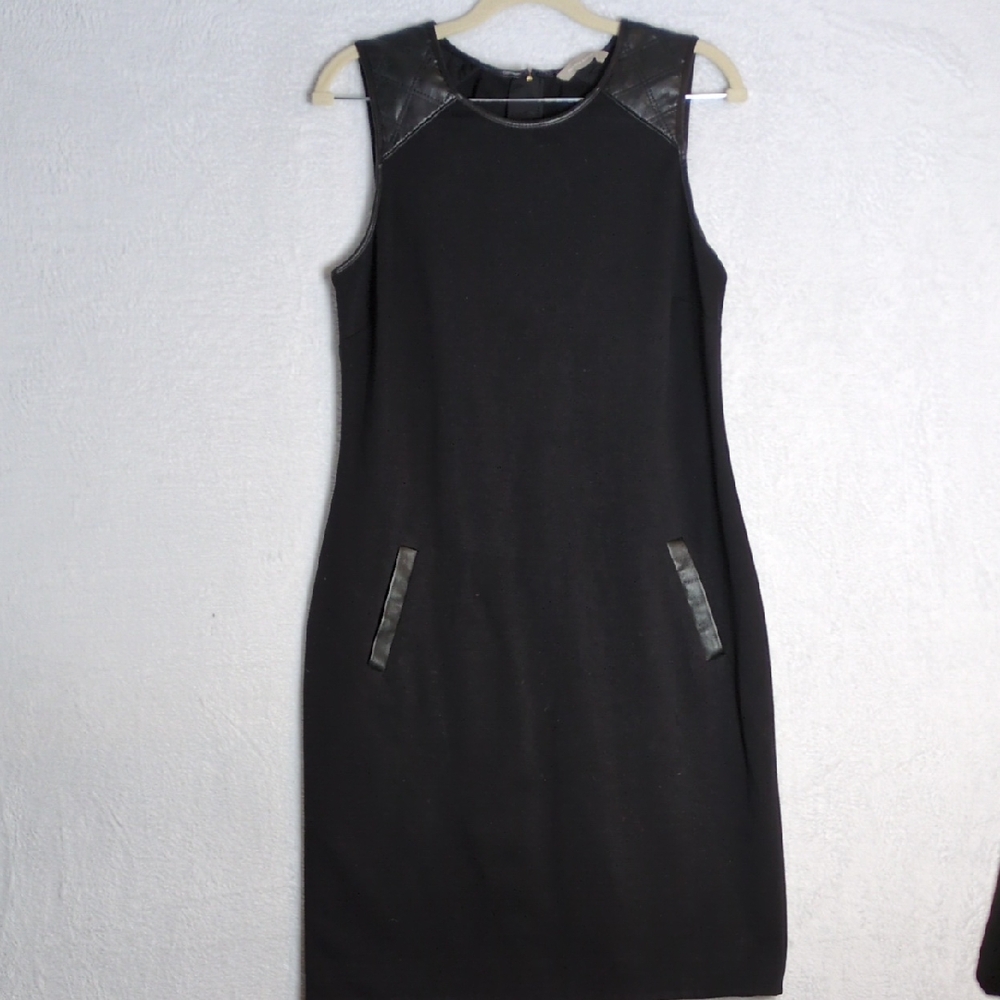 Banana Republic Women's Black Sleeveless Faux Leather Dress Size 10